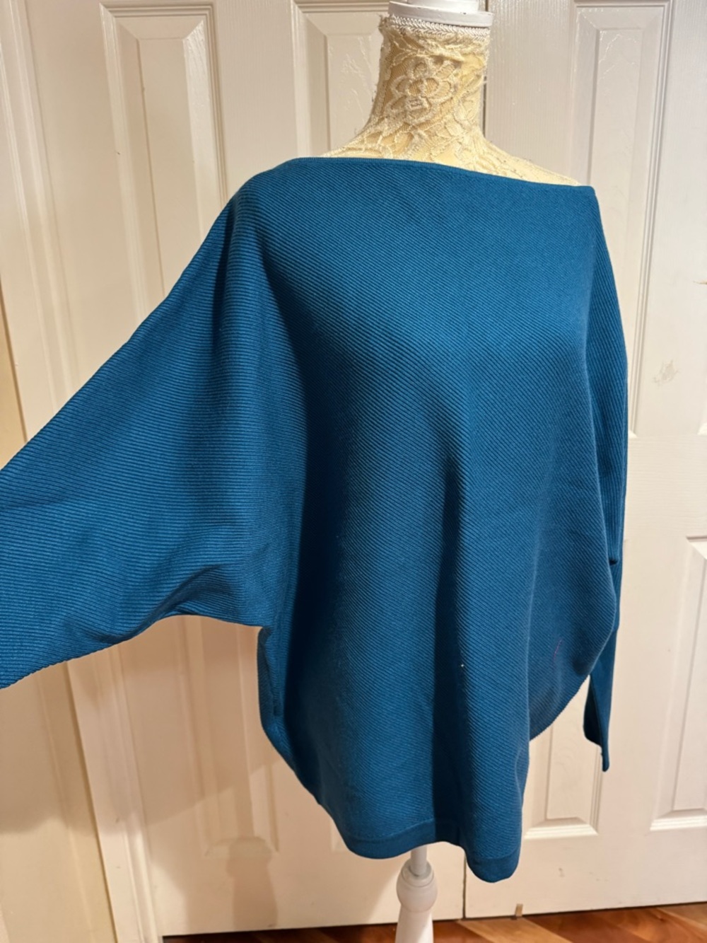 Blue Women's Boatneck Lightweight Sweater - Picture 3 of 6